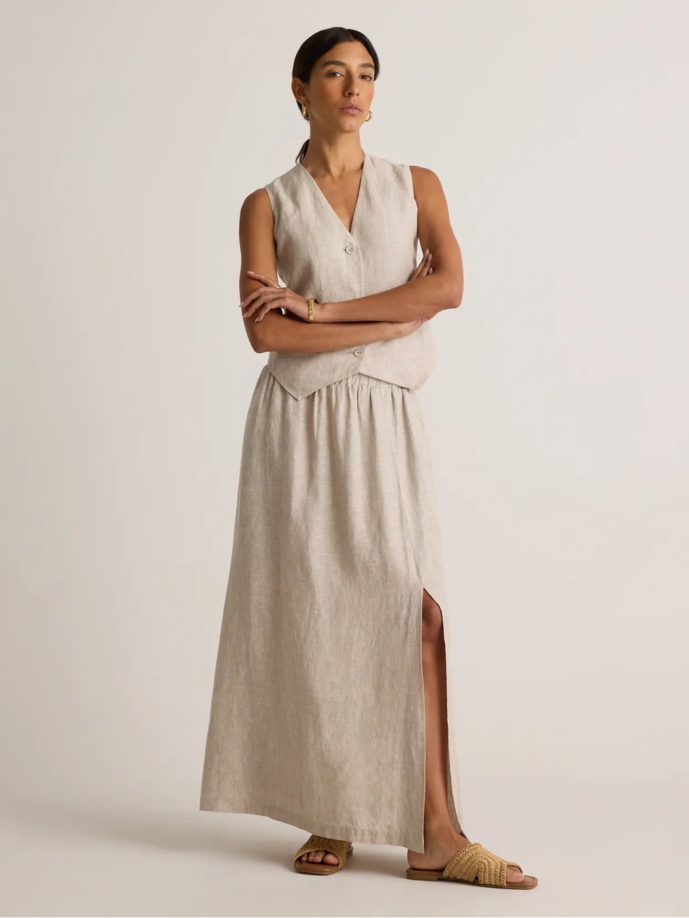 Quince 100% European Linen Maxi Skirt Flax